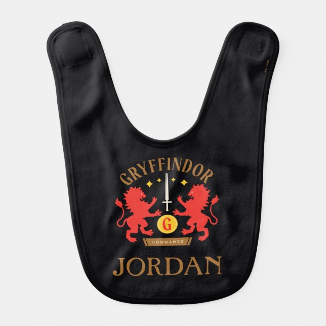 GRYFFINDOR™ House Double Lion Sword Graphic Baby Bib (Front)