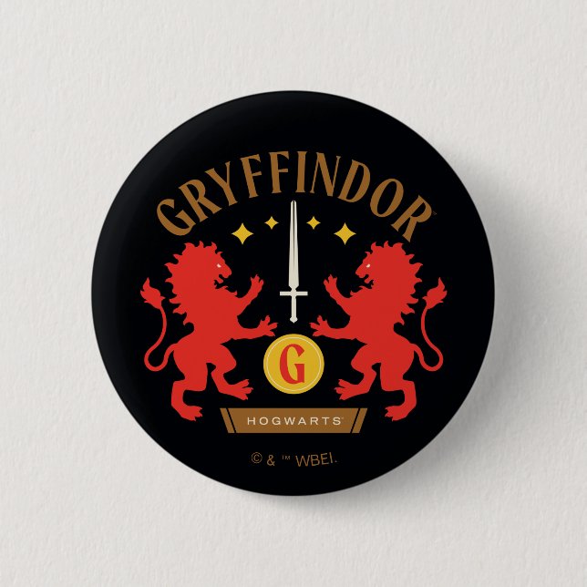 GRYFFINDOR™ House Double Lion Sword Graphic Button (Front)