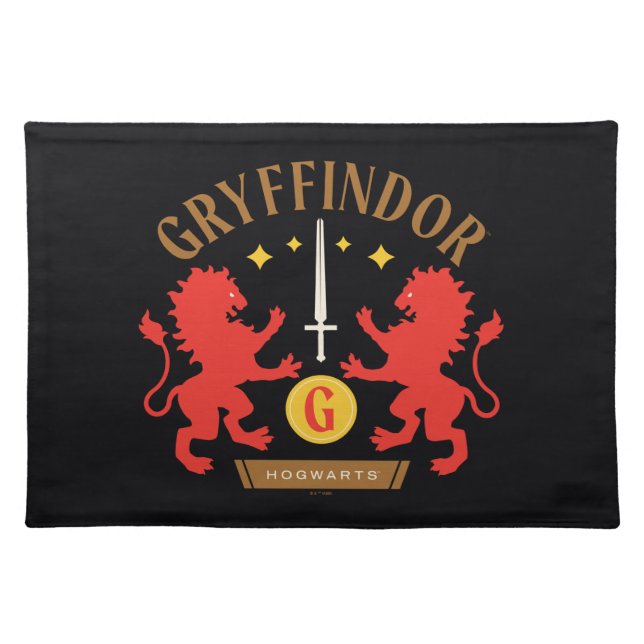 GRYFFINDOR™ House Double Lion Sword Graphic Cloth Placemat (Front)