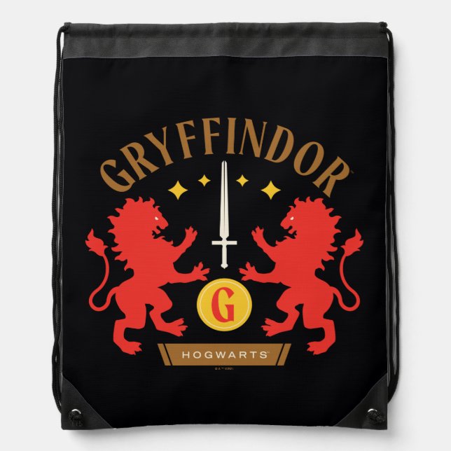 GRYFFINDOR™ House Double Lion Sword Graphic Drawstring Bag (Front)
