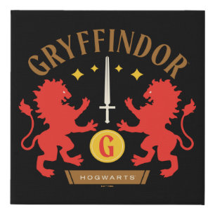 GRYFFINDOR™ House Double Lion Sword Graphic Faux Canvas Print