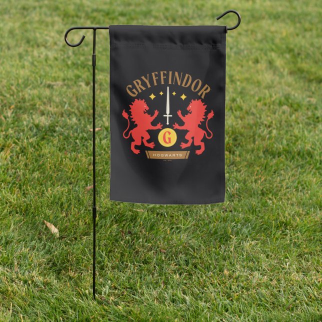 GRYFFINDOR™ House Double Lion Sword Graphic Garden Flag (In SItu)
