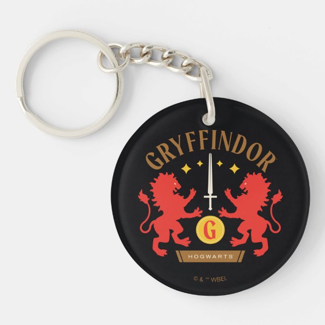 GRYFFINDOR™ House Double Lion Sword Graphic Keychain (Front)