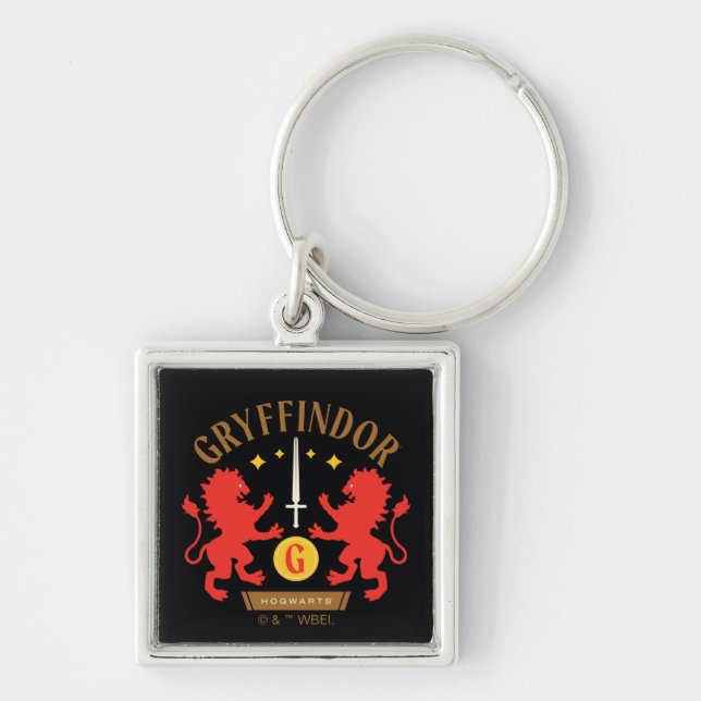 GRYFFINDOR™ House Double Lion Sword Graphic Keychain (Front)