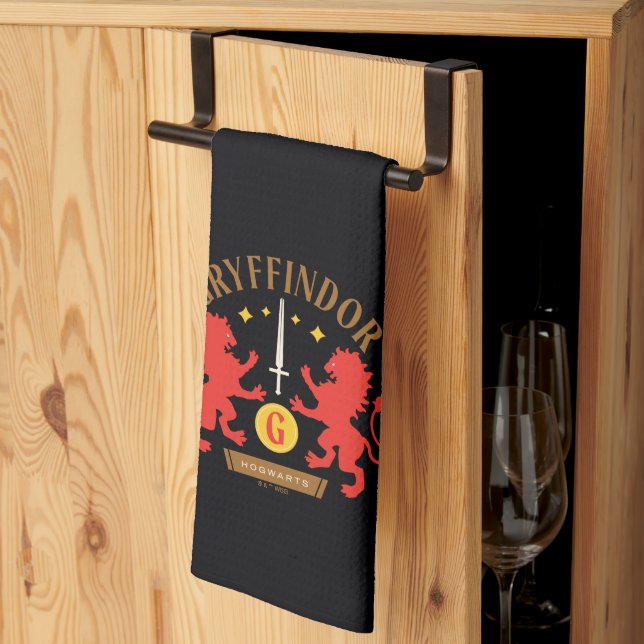 GRYFFINDOR™ House Double Lion Sword Graphic Kitchen Towel (Thirds Fold)
