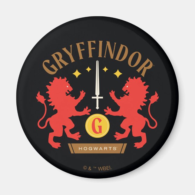 GRYFFINDOR™ House Double Lion Sword Graphic Magnet (Front)
