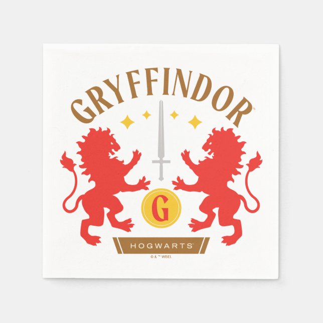 GRYFFINDOR™ House Double Lion Sword Graphic Napkins (Front)