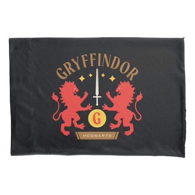 GRYFFINDOR™ House Double Lion Sword Graphic Pillow Case (Front)
