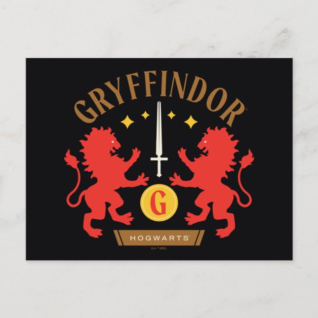 GRYFFINDOR™ House Double Lion Sword Graphic Postcard (Front)