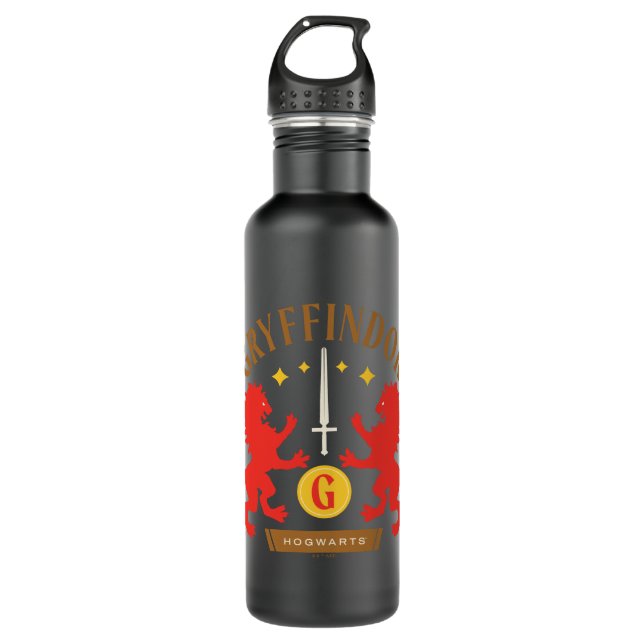 GRYFFINDOR™ House Double Lion Sword Graphic Stainless Steel Water Bottle (Front)