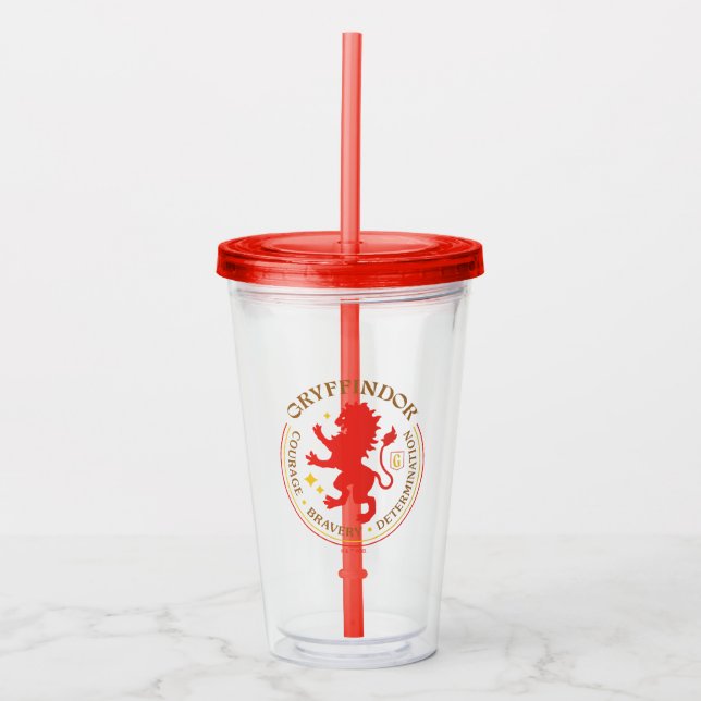 GRYFFINDOR™ Red Lion House Pride Badge Acrylic Tumbler (Front)