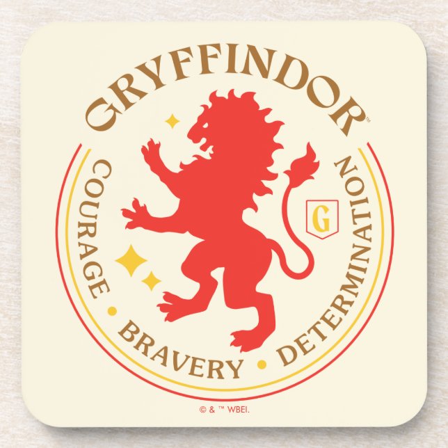 GRYFFINDOR™ Red Lion House Pride Badge Beverage Coaster (Front)