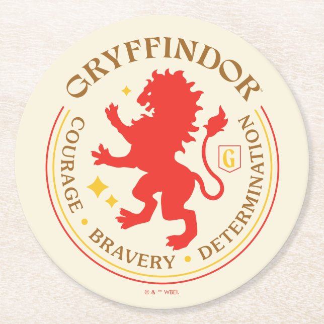 GRYFFINDOR™ Red Lion House Pride Badge Round Paper Coaster (Front)