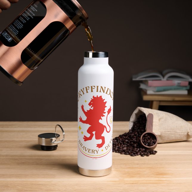 GRYFFINDOR™ Red Lion House Pride Badge Water Bottle (Coffee)