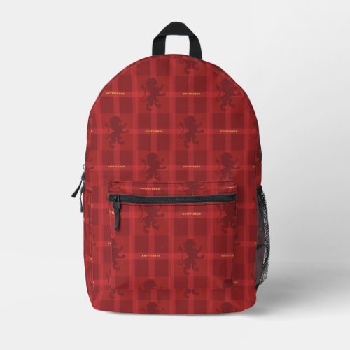 GRYFFINDORâ Tartan Plaid Pattern Printed Backpack