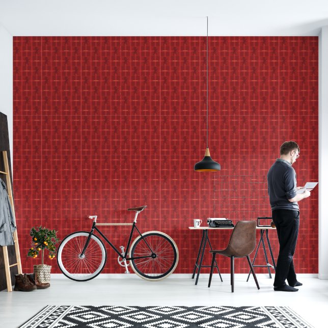 GRYFFINDOR™ Tartan Plaid Pattern Wallpaper (Living Room)
