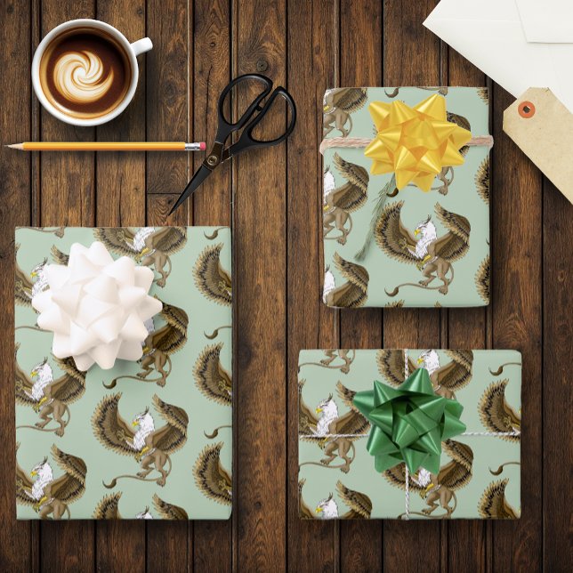 Gryphon Fantasy Griffin Mythology  Wrapping Paper Sheets (Creator Uploaded)