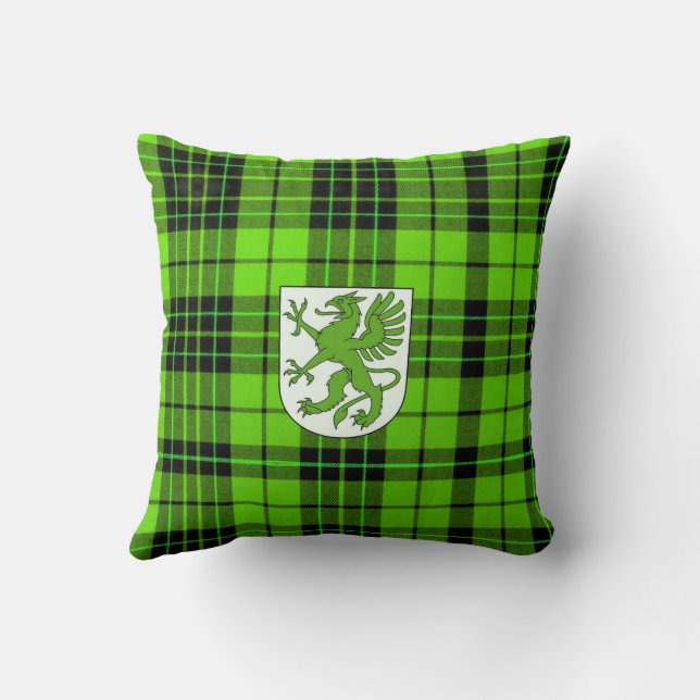 GRYPHON-TARTAN GREEN THROW PILLOW (Back)