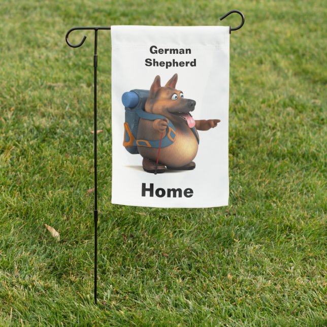 GS backpacker german shepherd home Garden Flag (In SItu)