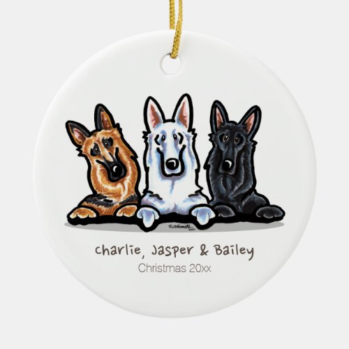 GSD Black White and Tan Ceramic Ornament