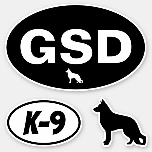 GSD German Shepherd Dog K_9 Oval Sticker Set