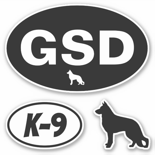 GSD German Shepherd Dog K-9 Oval Sticker Set (Front)