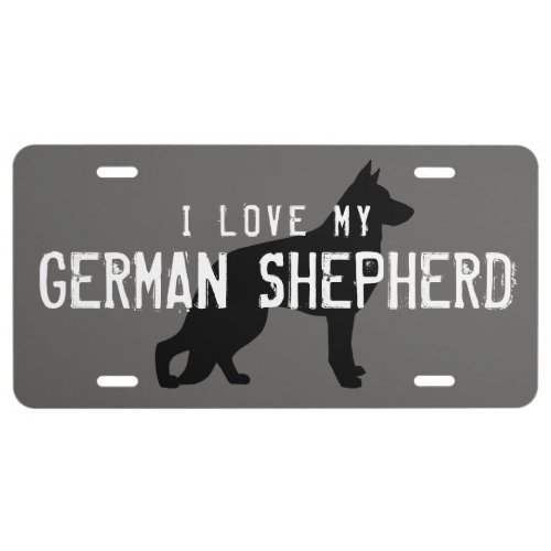GSD German Shepherd Dog Silhouette Custom Text License Plate
