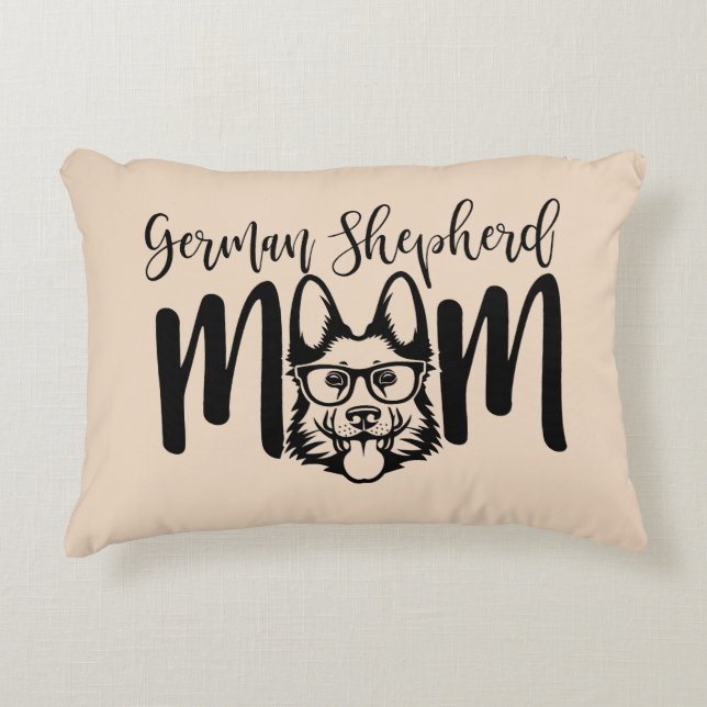GSD German Shepherd Mom on  Beige Accent Pillow (Front)