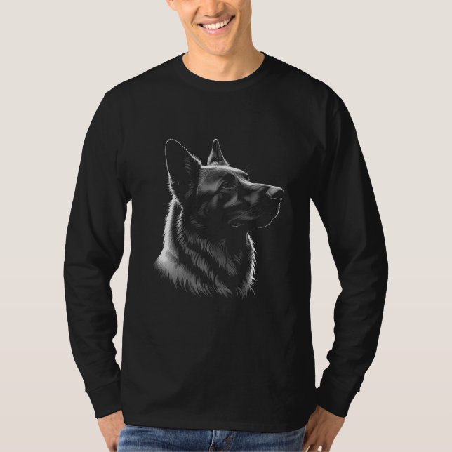 GSD Head Long Sleeve Black T-Shirt (Front)