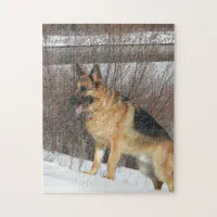 Odog German Shepherd Winter Day Snow 38 Jigsaw Puzzle by Peek