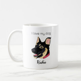 GSD Puppy Illustration Monogram Dog Lover Gift Coffee Mug