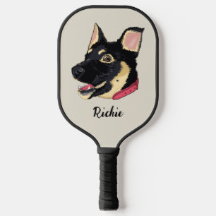 GSD Puppy Illustration Monogram Dog Lover Gift Pickleball Paddle