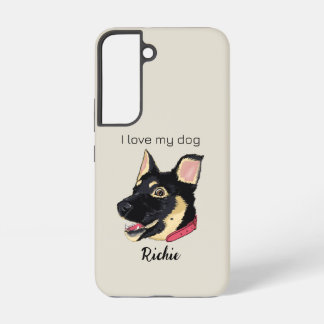 GSD Puppy Illustration Monogram Dog Lover Gift Samsung Galaxy S22 Case