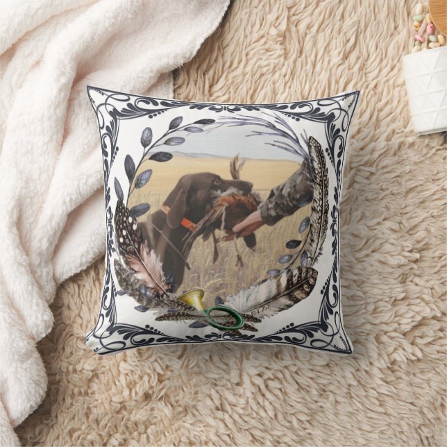 GSP,  A hunter's partner in the field  Throw Pillow (Blanket)