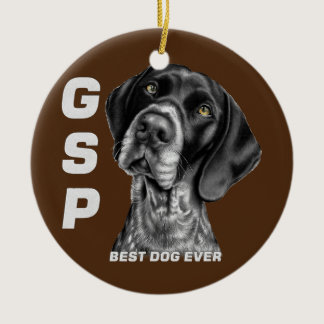 GSP German Short Haired Pointer Dog Mom Dad Best Ceramic Ornament