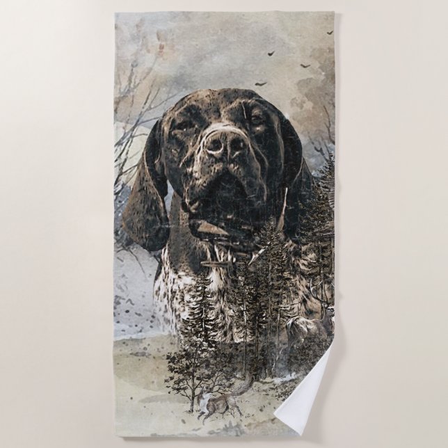 GSP, German Shorthaired Pointer Beach Towel (Front)