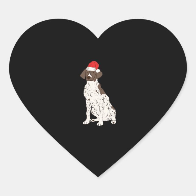 GSP German Shorthaired Pointer Christmas Santa Dog Heart Sticker (Front)