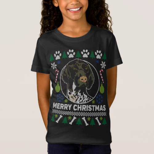 GSP German Shorthaired Pointer Merry Christmas Ugl T_Shirt