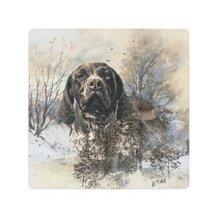 GSP, German Shorthaired Pointer Metal Print