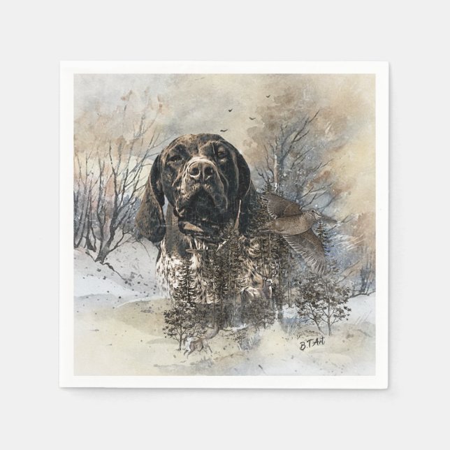 GSP, German Shorthaired Pointer Napkins (Front)