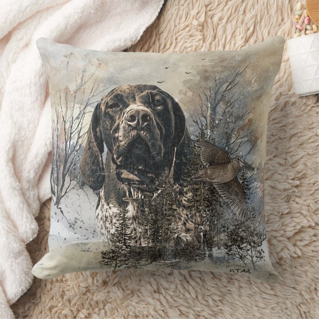 GSP, German Shorthaired Pointer Throw Pillow (Blanket)