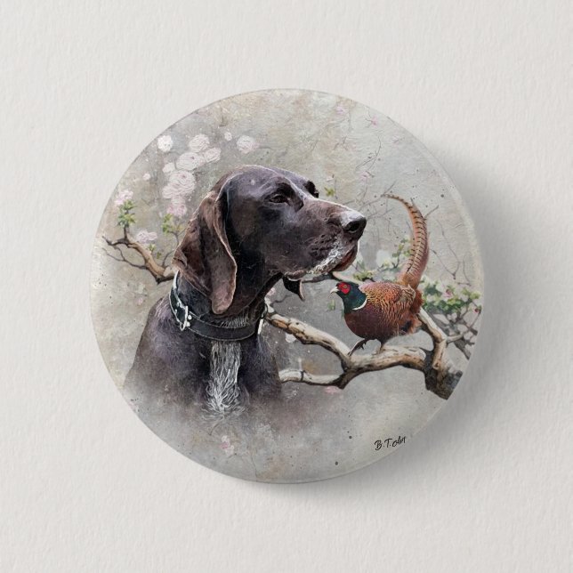 GSP Hunting Art – Precision, Passion, and Pheasant Button (Front)