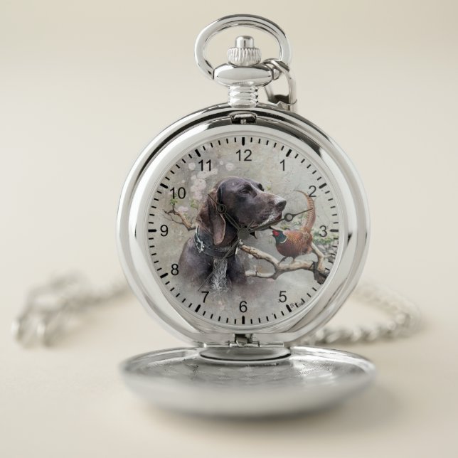 GSP Hunting Art – Precision, Passion, and Pheasant Pocket Watch (Inside)