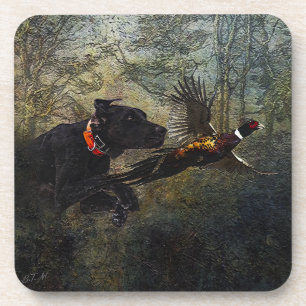 GSP , Hunting pheasant Beverage Coaster