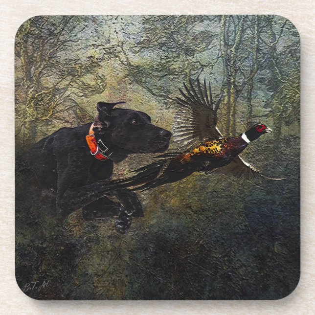 GSP , Hunting pheasant     Beverage Coaster (Front)