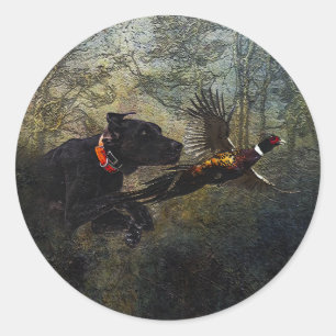 GSP , Hunting pheasant Classic Round Sticker