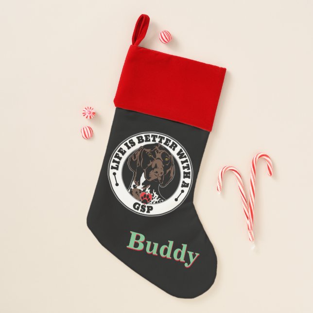 GSP Personalized Life Is Better With A GSP Christmas Stocking (Front)