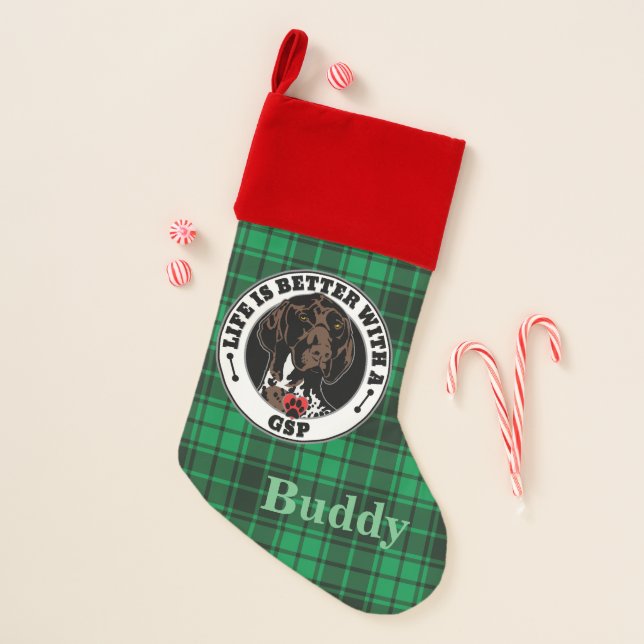 GSP Personalized Life Is Better With A GSP Christmas Stocking (Front)