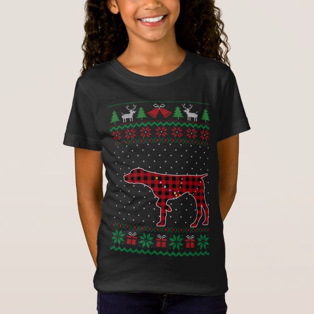 GSP Red Plaid Buffalo Funny Ugly Christmas Sweater (Front)