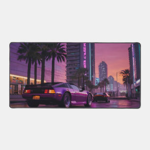GTA 6 Vibe Desk Mat Retro Car in Neon Desk Mat